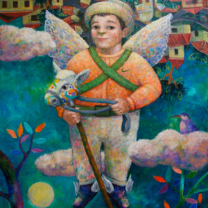 ANGEL CON CABALLO DE PALO